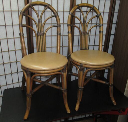 R512 AUSTER 天然素材 籐ラタンチェア 2脚セット Used