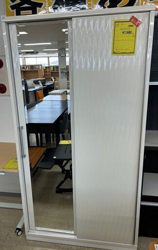 J5228　ミラー付きワードローブ ホワイト　クリーニング済　【リユースのサカイ柏店】