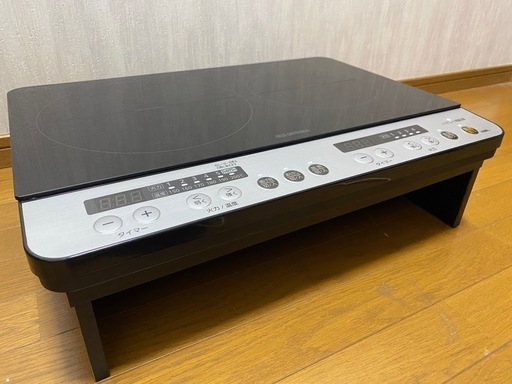 2019年製アイリスオーヤマ 2口 IHクッキングヒーター  1400W 電磁調理器 100V ブラック IHK-W12P-B とアイリスオーヤマ 2口IHクッキングヒーター用スタンド ブラック SSIH-54(0904c)