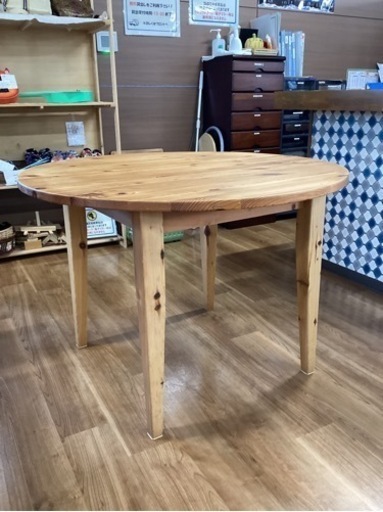 米杉ラウンドテーブル（ワトコオイル仕上）【町田市再生家具】241470
