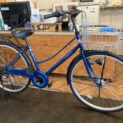 美品 オートライト付き 26インチ ブルー 自転車 LEDオートライト】6段変速 26インチ ライトグレイッシュブルー