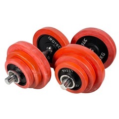 ○総重量約44kg■アイロテック ラバーダンベル シャフト付き 5kg×4枚 2.5kg×4枚 1.25×4枚 筋トレ iROTEC 中古品■ジモティ姫路