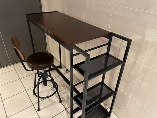 【美品】タンスのゲン スタンディングデスクとカウンターチェア セット