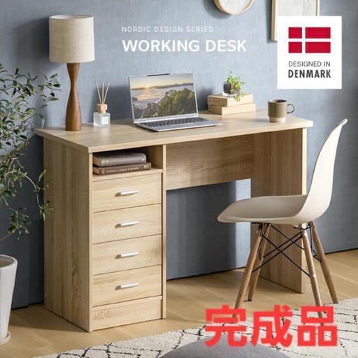 デスク オーク 北欧 机 引き出し PC