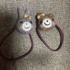 ハンドメイド　羊毛　ヘアゴム　