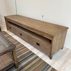未使用品】Kayu style TVキャビネットグレーホワイトウォッシュ