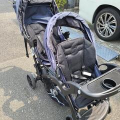 【美品】二人でゴーDX デニムカラー レインカバー付き ドリンクホルダー付 ベビーカー 二人でゴーDX（デニム）レインカバー付」について