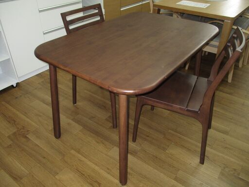 R087 国産 シギヤマ家具 天然木 ダイニング3点セット、幅120cm Used・キレイ