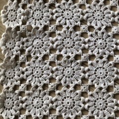  一点物　フランスアンティーク手編みクロッシェ　大判　ベッドカバーソファカバー
