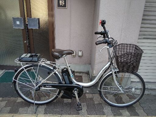 美品☆[BRIDGESTONE]AssistaU LT(アシスタU ライト)24吋電動アシスト自転車 12.3Ahバッテリー+充電器+キー2本付き(シルバー)