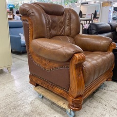 【愛品館 江戸川店 チェア】ヨーロピアンデザイン 本革1Pソファ ID：156-019849-007