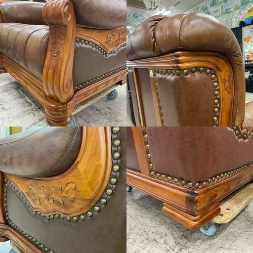 愛品館 江戸川店 チェア】ヨーロピアンデザイン 本革1Pソファ ID：156