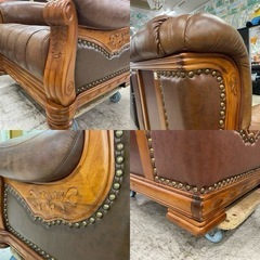 【愛品館 江戸川店 チェア】ヨーロピアンデザイン 本革1Pソファ ID：156-019849-007