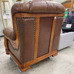 【愛品館 江戸川店 チェア】ヨーロピアンデザイン 本革1Pソファ ID：156-019849-007