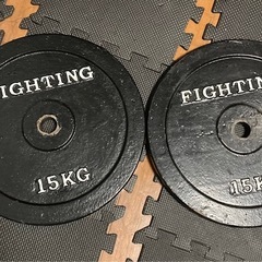 値下げ筋トレ　ベンチプレス　バーベル15kg2枚セット　ダンベル