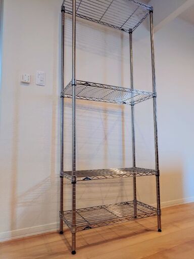 ホームエレクター (セット品) ワイヤーシェルフ 天地4段 クローム 幅750×奥行350×高さ1900mm ERECTA