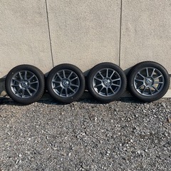 17インチ アルミホイール スタッドレスタイヤ付 (「手」45000円) MAD CROSS GRACE 14x4.5J 4/100 +45 BKCBK MUDSTAR RADIAL A/T 155