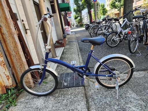 折りたたみ自転車　２０インチ　６変速　青　配達可能