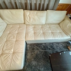 値下！【美品】大型本革カウチソファ　　