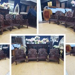 i16　中国家具　木製椅子4脚セット