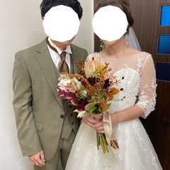 ウェディングドレス　ワタベ　袖あり　美品