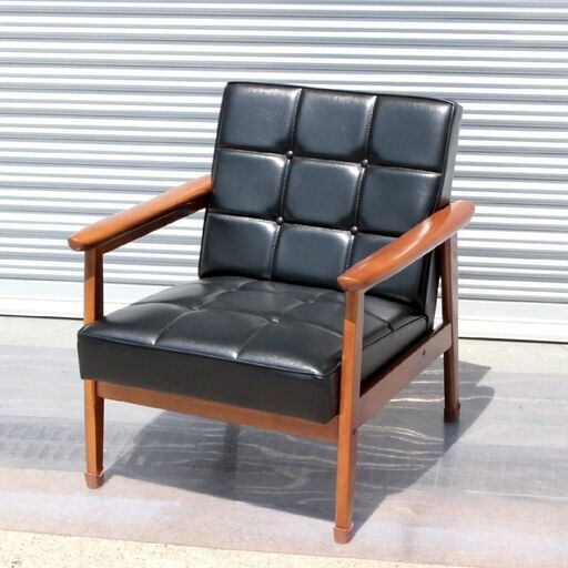 T276) ☆良品☆ カリモク60 Kチェア 1シーター 1人掛け 1P ブラック 幅625cm 天然木 椅子 イス シンプル レトロ モダン karimoku 参考5.5万