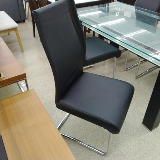 ダイニングガラステーブルセット 椅子4脚 黒 TJ7255 ガラステーブル 黒