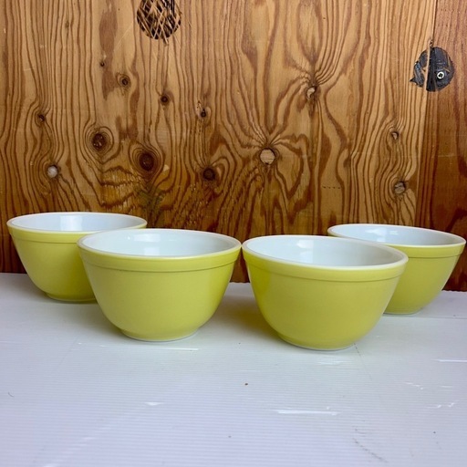 k0910608 PYREX パイレックス 耐熱ガラス ボウル 小 4個セット ヴィンテージ 米国製 USA キッチン 雑貨 コレクション ミキシングボウル 中古 現状品