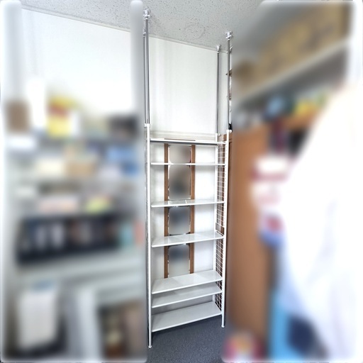 フリーラック (突っ張り) 壁面収納 本棚 ホワイト 幅78cm STR-788