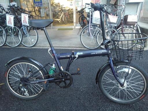 中古自転車3237 前後タイヤ新品！ 折り畳み 20インチ 6段ギヤ