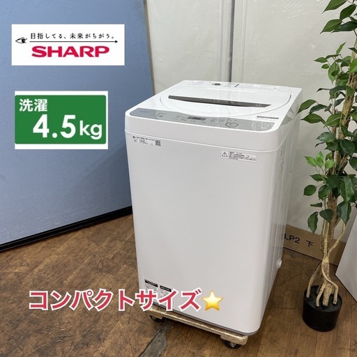 S736 ⭐ SHARP 洗濯機 （4.5㎏）19年製 ES-GE4C-T ⭐ 動作確認済⭐ クリーニング済