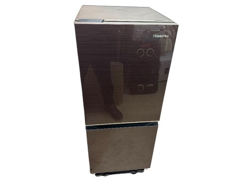 極美品 Hisense ノンフロン冷凍冷蔵庫 2022年製 2ドア 右開き 表面ガラス HR-G13C-BR ハイセンス