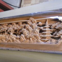 杉杢の銘木欄間近江八景1.8M2枚 1組価格