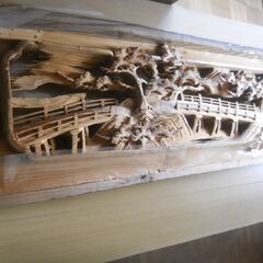 杉杢の銘木欄間近江八景1.8M2枚 1組価格