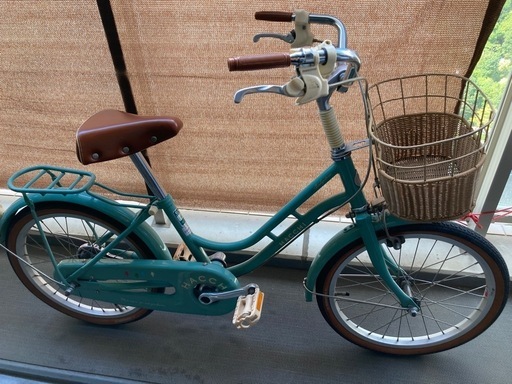 現金取引き18インチ　ブリヂストンハッチ自転車 グリーン色 \n補助輪あります！