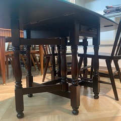 北海道民芸家具【バタフライテーブル&イス3脚】