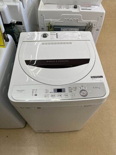 ★ジモティー割有★　4.5k洗濯機　ＳＨＡＲＰ　ＥＳ-ＧＥ4Ｃ　2019年製　IKD-381