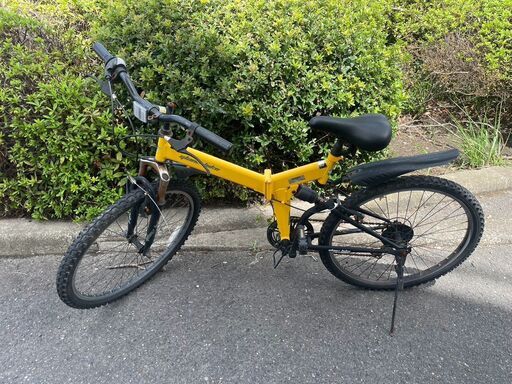 折りたたみマウンテンバイク　No.1374　イエロー　26インチ　6段切替　【リサイクルショップどりーむ天保山店】