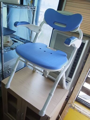 安寿　折りたたみシャワーベンチFSフィット　ブルー　風呂椅子　介護用品　介助用品　バス用品