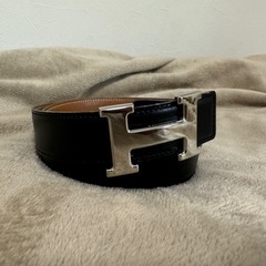 HERMES エルメスベルト　美品　Hバックル　黒　シルバー