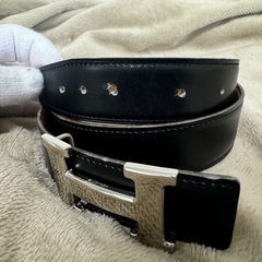 HERMES エルメスベルト　美品　Hバックル　黒　シルバー