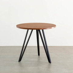 THE CAFE TABLE / 天然木シリーズ　Black Steel トライアングル 3pin × ラウンド　80センチ