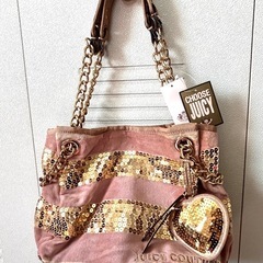 ☆新品☆JUICY キラキラバッグ ピンク×ゴールド ベロア