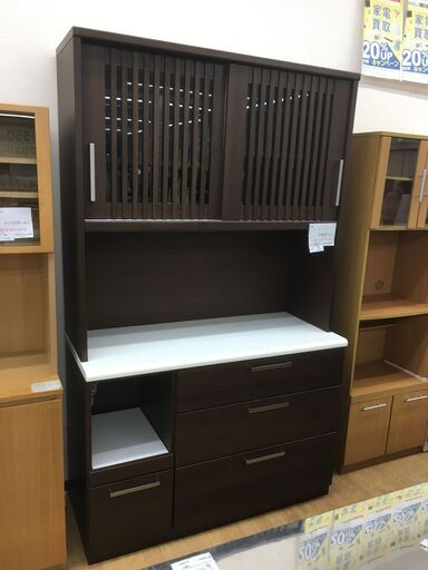 ★ジモティ割あり★  食器棚 ダークブラウン W120×D50×H202 クリーニング済み SJ7067