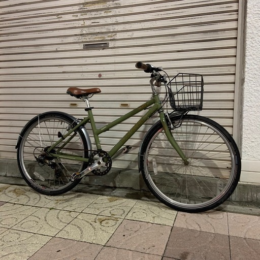 整備済み★ 【LOUISGARNEAU ルイガノ】 自転車 クロスバイク al6061 外装7段 26インチ 420サイズ カーキグリーン