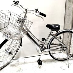 商談中 大人用 自転車 ママチャリ シルバー DUNLOP 鍵付き