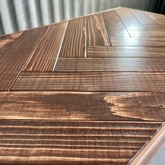 《ガタつき調整プレート付き》ヘリンボーン60cm×37cm 折りたたみテーブル