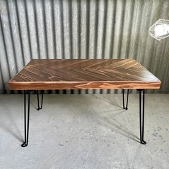 《ガタつき調整プレート付き》ヘリンボーン60cm×37cm 折りたたみテーブル