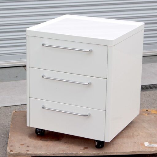 T330) Calligaris カリガリス トレーラー デスクキャビネットワゴン 3段引き出し ホワイト キャスター付 TRAILER 上部トレー仕様 イタリア