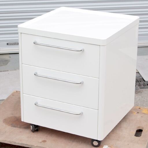 T331) Calligaris カリガリス トレーラー デスクキャビネットワゴン 3段引き出し ホワイト キャスター付 TRAILER 上部トレー仕様 イタリア